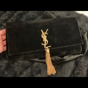 Saint Laurent Classic Monogram Cassandre Tassel Clutch - Black